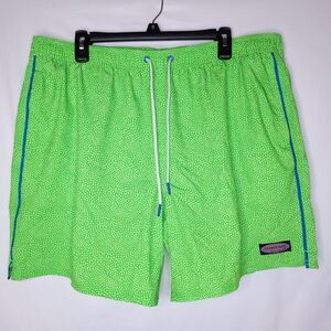 Vineyard Vines Swim Trunks Mens XL Green Spotted Chappy Neon